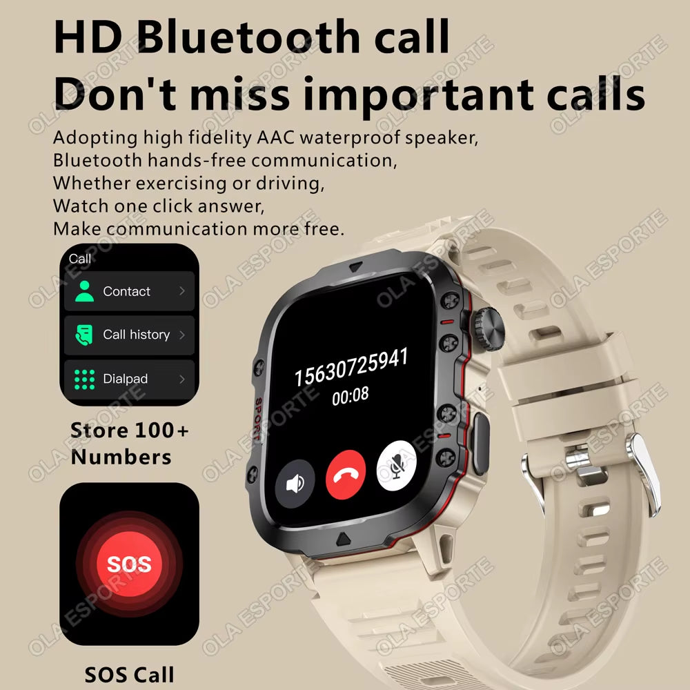 Waterproof Bluetooth Fitness Smartwatch with Flashlight, Rating for Android and iOS