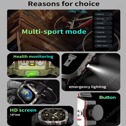 Waterproof Bluetooth Fitness Smartwatch with Flashlight, Rating for Android and iOS